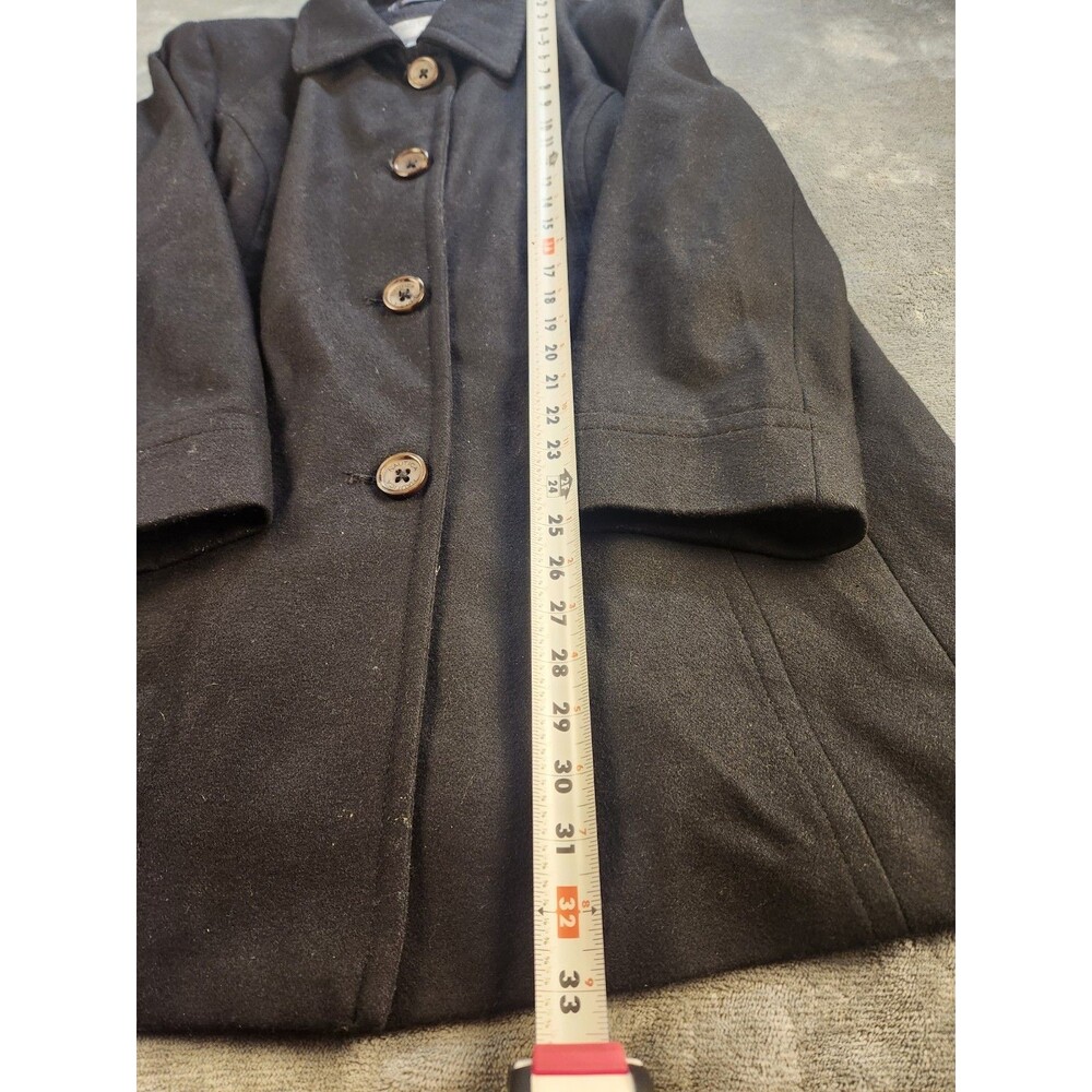 Nautica Women’s Wool Blend Coat Jacket Black XL Button Front Lined - Picture 4 of 9